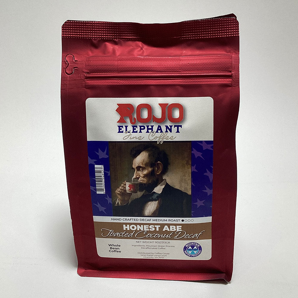 Honest Abe Decaf Toasted Coconut – Rojo Elephant Fine Coffee